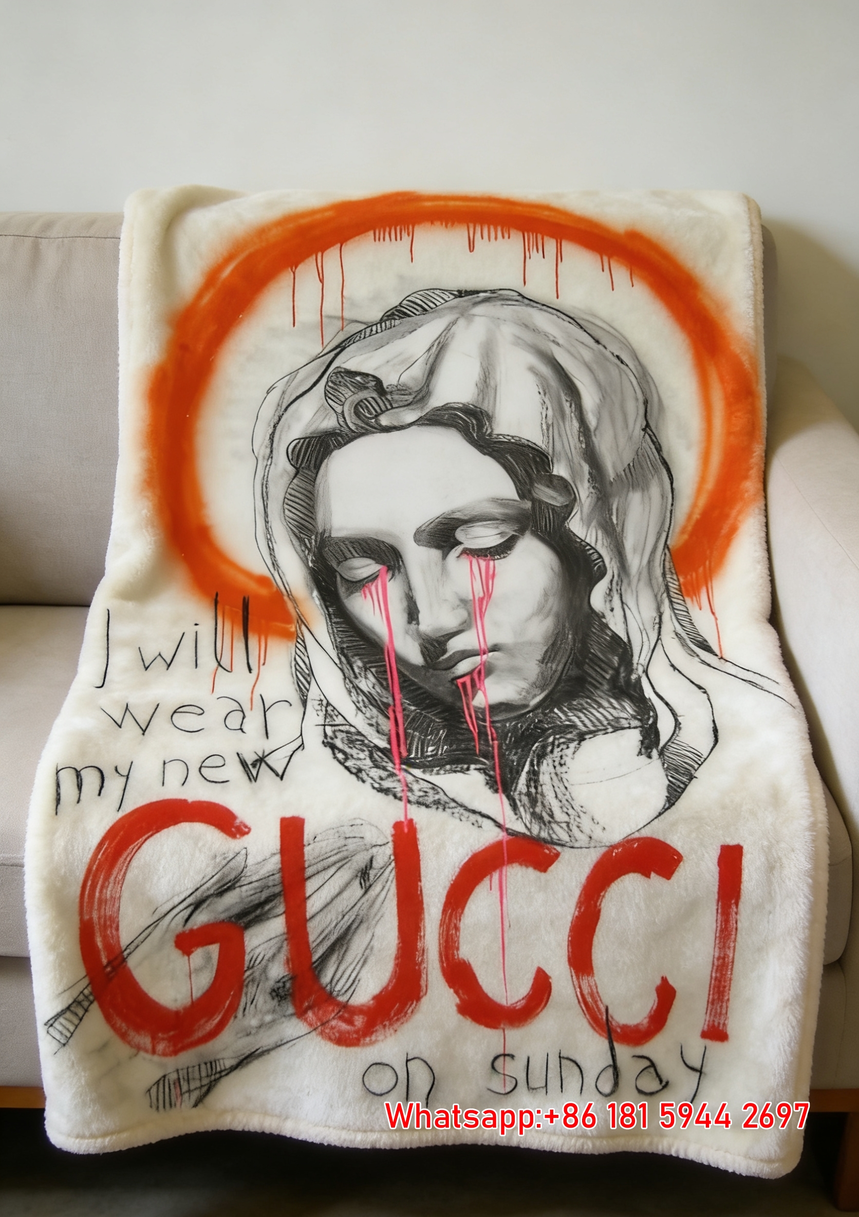 I Will Wear My New Gucci on Sunday Throw Blankets GGJY (12)
